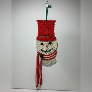 Vintage Macrame Snowman Wall hanging Decor - boho